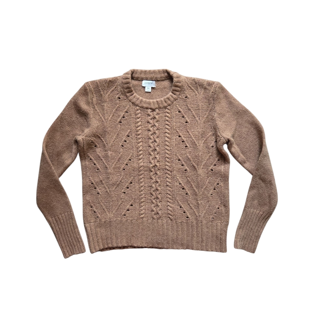 J.Crew Factory Tan Cable Knit Sweater Women’s XS Classic Neutral Fall Winter